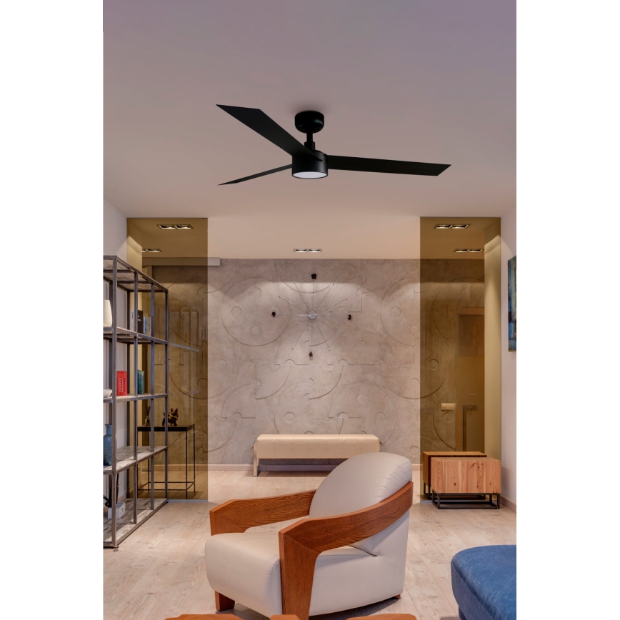 FARO 34291-1TW - LED prigušiva plafonski ventilator CRUISER LED/20W/230V 2700/3000/4000K prečnik 132 cm crna + daljinski upravljač