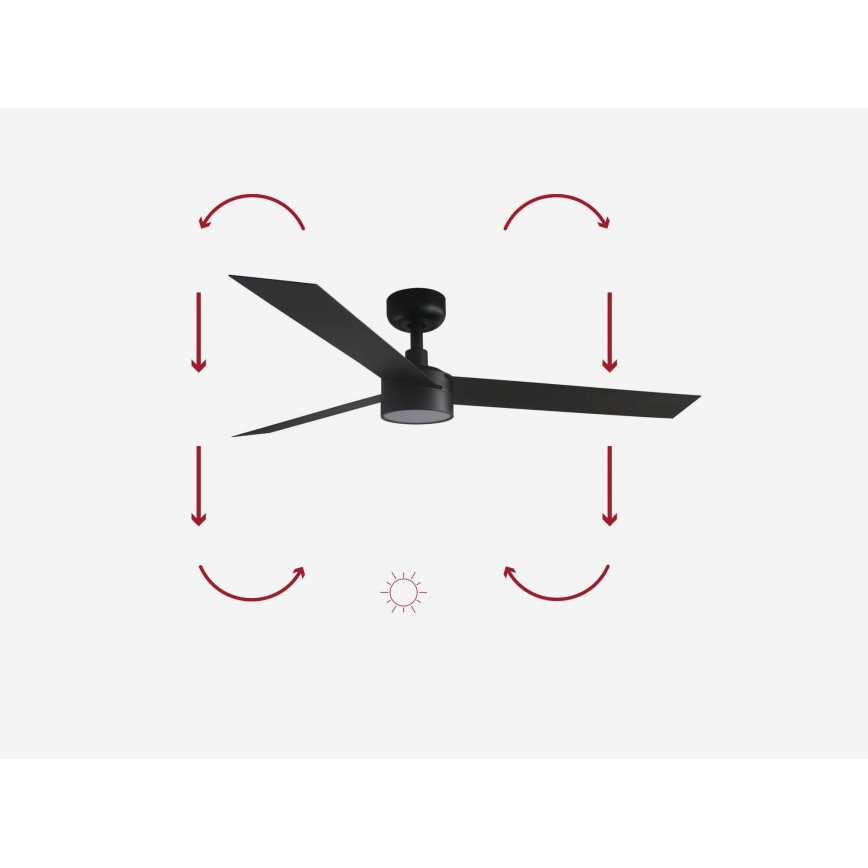 FARO 34291-1TW - LED prigušiva plafonski ventilator CRUISER LED/20W/230V 2700/3000/4000K prečnik 132 cm crna + daljinski upravljač