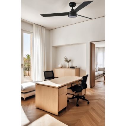 FARO 34291WT1S - LED prigušiva plafonski ventilator CRUISER L LED/18W/230V 2700/3000/4000K prečnik 132 cm crna Wi-Fi Tuya + daljinski upravljač