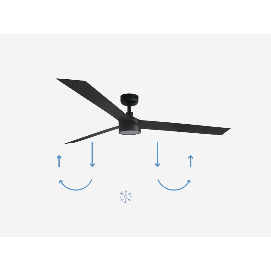 FARO 34293-1TW - LED prigušiva stropni ventilator CRUISER XL LED/18W/230V 2700/3000/4000K prečnik 160 cm crna + daljinski upravljač