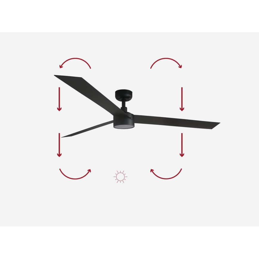 FARO 34293-1TW - LED prigušiva plafonski ventilator CRUISER XL LED/18W/230V 2700/4000/6500K prečnik 160 cm crna + daljinski upravljač