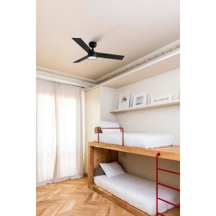 FARO 34296-1TW - LED prigušiva stropni ventilator RUDDER S LED/18W/230V 2700/3000/4000K prečnik 106 cm crna + daljinski upravljač