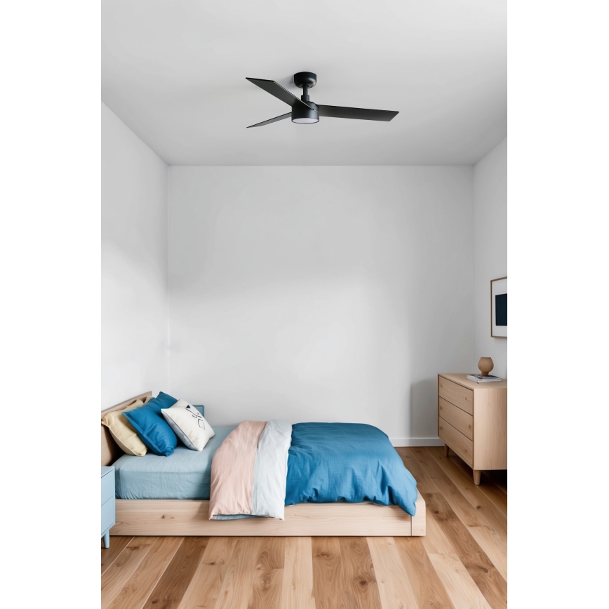 FARO 34296WT1S - LED prigušiva plafonski ventilator RUDDER S LED/18W/230V 2700/3000/4000K prečnik 106 cm braon/crna Wi-Fi Tuya + daljinski upravljač