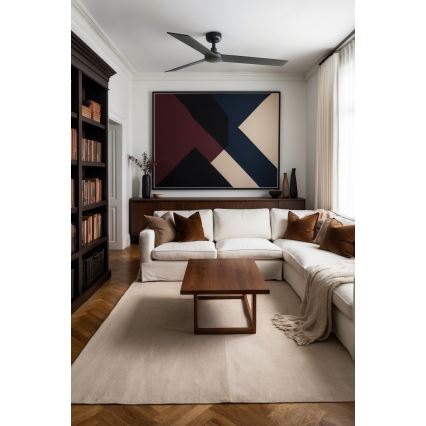 FARO 34298WT - Stropni ventilator RUDDER L crna/wenge preč. 132 cm Wi-Fi Tuya + daljinski upravljač