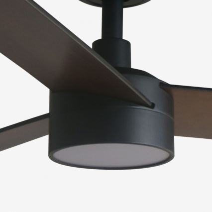 FARO 34298WT1S - LED stropni ventilator RUDDER L sa prigušivačem LED/18W/230V 2700/3000/4000K prečnik 132 cm braon/crna Wi-Fi Tuya + daljinski upravljač