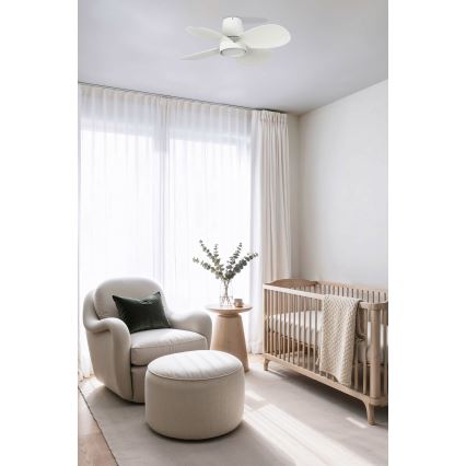 FARO 34315 - LED plafonski ventilator KLOVER S, prigušiva, LED/20W/230V 2700/4000/6500K, bela, prečnika 80 cm + daljinski upravljač