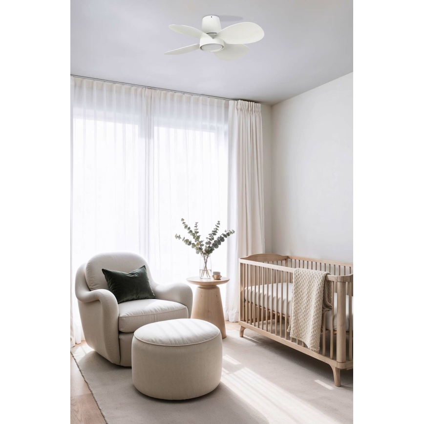 FARO 34315 - LED plafonski ventilator KLOVER S, prigušiva, LED/20W/230V 2700/4000/6500K, bela, prečnika 80 cm + daljinski upravljač