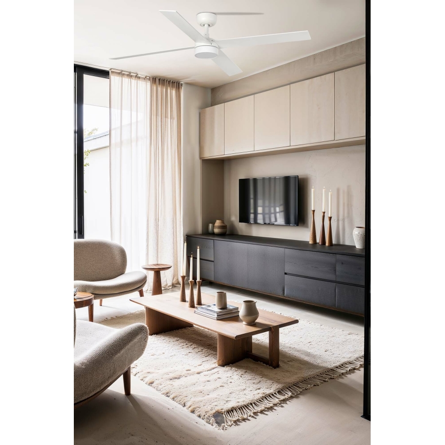 FARO 34355-1TW - LED prigušiva plafonski ventilator RUDDER L LED/20W/230V bela/bež prečnik 132 cm + daljinski upravljač