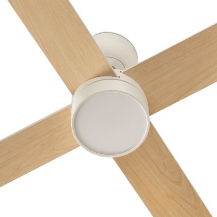 FARO 34355WT-1TW - LED prigušiva plafonski ventilator RUDDER L LED/18W/230V 2700/3000/4000K bela/bež prečnik 132 cm Wi-Fi Tuya + daljinski upravljač