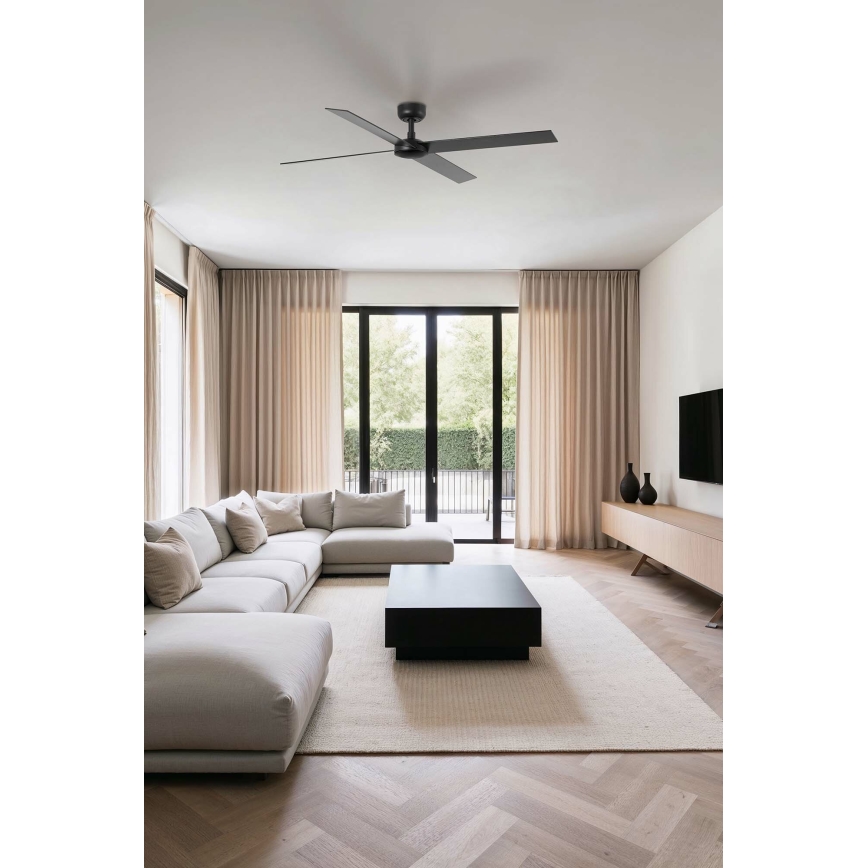 FARO 34356 - Plafonski ventilator RUDDER L braon/crna prečnik 132 cm + daljinski upravljač