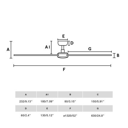 FARO 34356 - Plafonski ventilator RUDDER L braon/crna prečnik 132 cm + daljinski upravljač