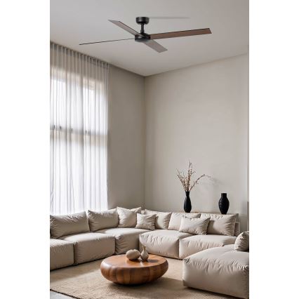 FARO 34356WT - Plafonski ventilator RUDDER L braon/crna Ø 132 cm Wi-Fi Tuya + daljinski upravljač
