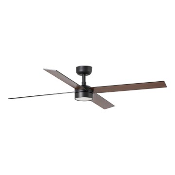FARO 34356WT1S - LED prigušiva stropni ventilator RUDDER L LED/18W/230V 2700/3000/4000K ø 132 cm braon/crna Wi‑Fi Tuya + daljinski upravljač
