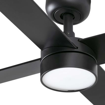 FARO 34356WT1S - LED prigušiva stropni ventilator RUDDER L LED/18W/230V 2700/3000/4000K ø 132 cm braon/crna Wi‑Fi Tuya + daljinski upravljač