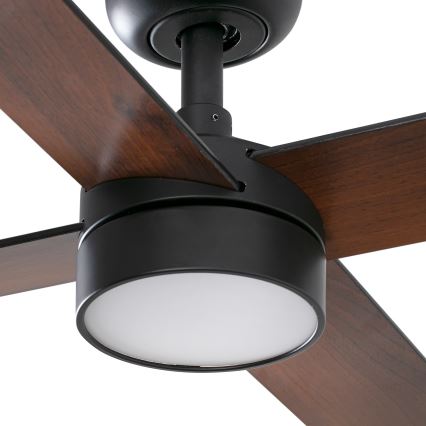 FARO 34356WT1S - LED prigušiva stropni ventilator RUDDER L LED/18W/230V 2700/3000/4000K ø 132 cm braon/crna Wi‑Fi Tuya + daljinski upravljač