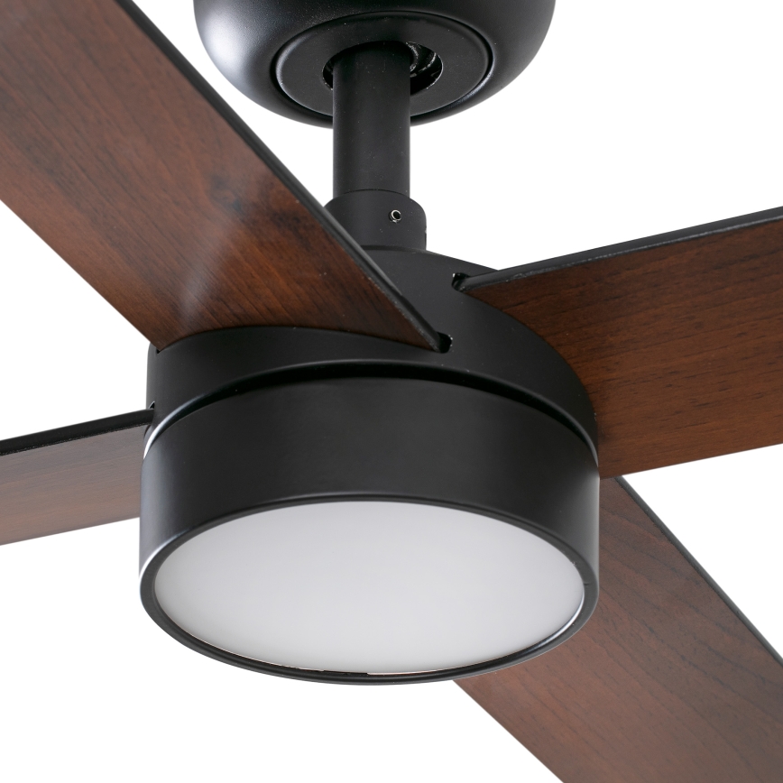 FARO 34356WT1S - LED prigušiva stropni ventilator RUDDER L LED/18W/230V 2700/3000/4000K ø 132 cm braon/crna Wi‑Fi Tuya + daljinski upravljač