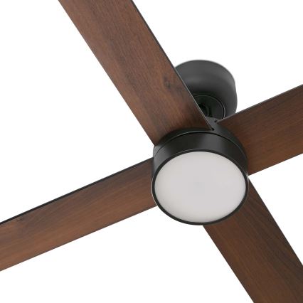 FARO 34356WT1S - LED prigušiva stropni ventilator RUDDER L LED/18W/230V 2700/3000/4000K ø 132 cm braon/crna Wi‑Fi Tuya + daljinski upravljač