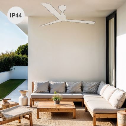 FARO 34360WT-11L - Plafonski ventilator OUTWOOD L 1xE27/15W/230V braon/crna prečnika 150 cm Wi-Fi Tuya IP44 + daljinski upravljač