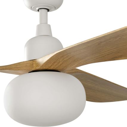 FARO 34361WT-11L - Plafonski ventilator OUTWOOD L 1xE27/15W/230V braon/bela prečnika 150 cm Wi-Fi Tuya IP44 + daljinski upravljač