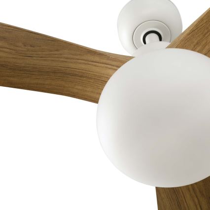 FARO 34361WT-11L - Plafonski ventilator OUTWOOD L 1xE27/15W/230V braon/bela prečnika 150 cm Wi-Fi Tuya IP44 + daljinski upravljač