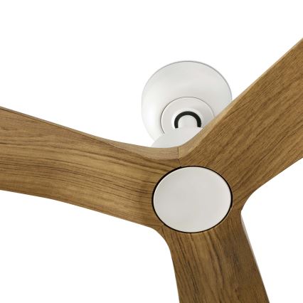 FARO 34361WT - Plafonski ventilator OUTWOOD L, braon/bela, prečnika 150 cm, Wi‑Fi (Tuya), IP44, sa daljinskim upravljačem