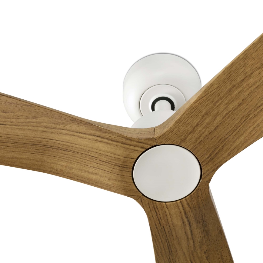 FARO 34361WT - Plafonski ventilator OUTWOOD L, braon/bela, prečnika 150 cm, Wi‑Fi (Tuya), IP44, sa daljinskim upravljačem