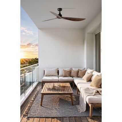 FARO 34362 - Plafonski ventilator OUTWOOD L braon/crna Ø 150 cm IP44 + daljinski upravljač