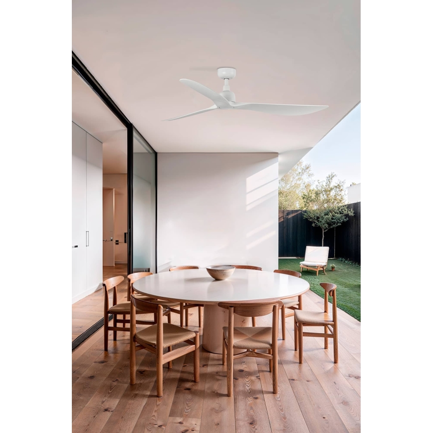FARO 34363 - Plafonski ventilator OUTWOOD L, bela, prečnik 150 cm, IP44 + daljinski upravljač