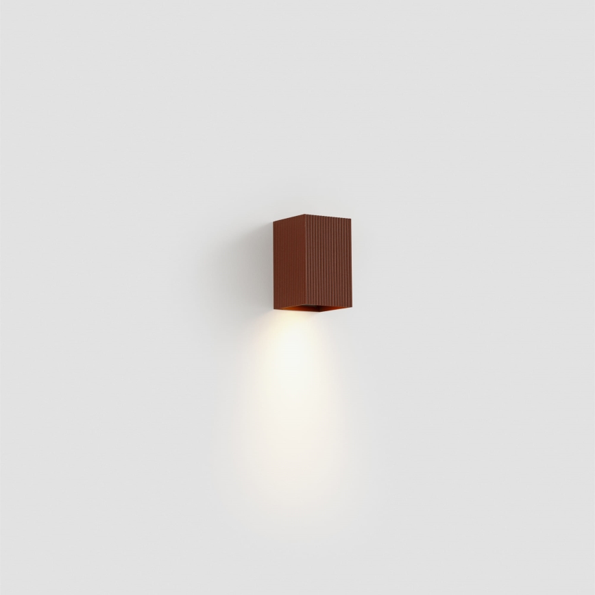 FARO 40537 - Zidna lampa SOLE 1xGU10/8W/230V, u boji opeke, sa rebrastim rubom i kvadratnim oblikom