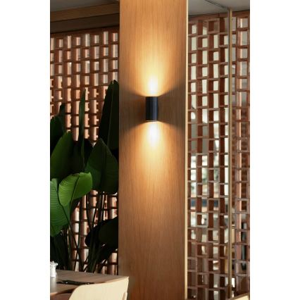 FARO 40543 - Zidno svetlo SOLE, 2x GU10/8W/230V, crno, rebrasto, okruglo