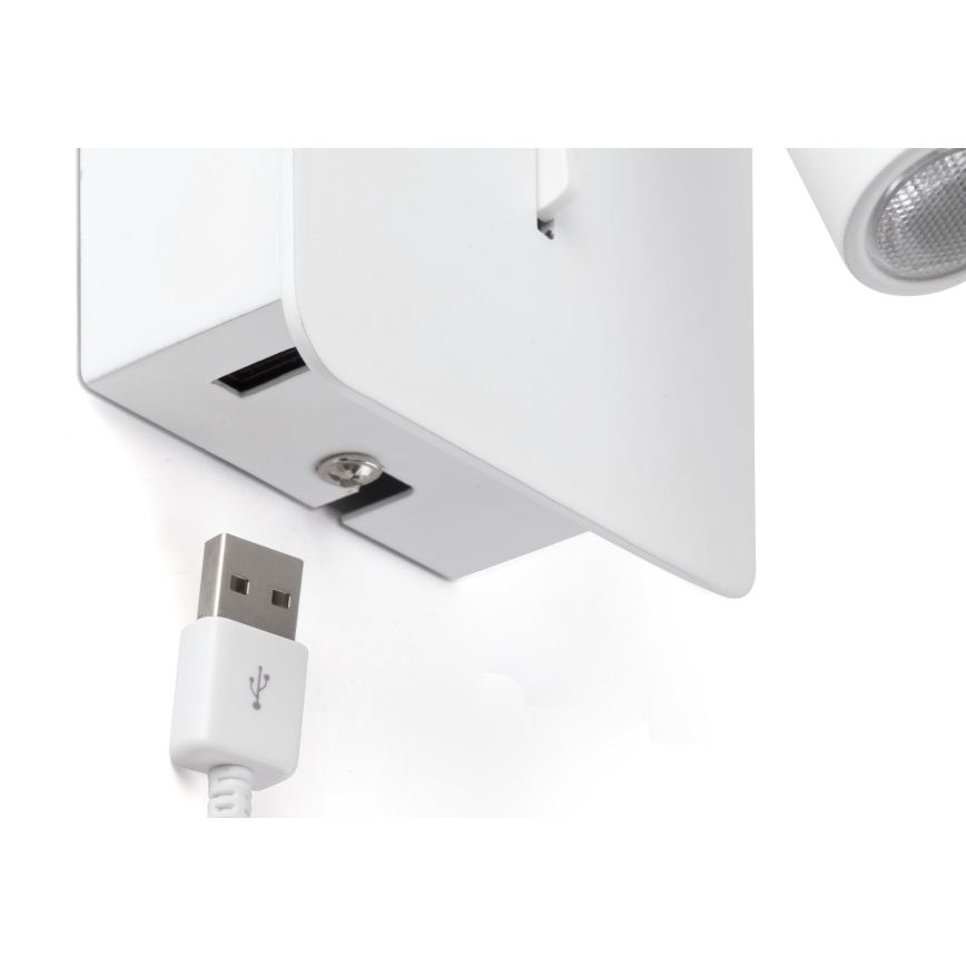 FARO 62117 - LED zidno spot svetlo SUAU LED/3W/230V USB belo