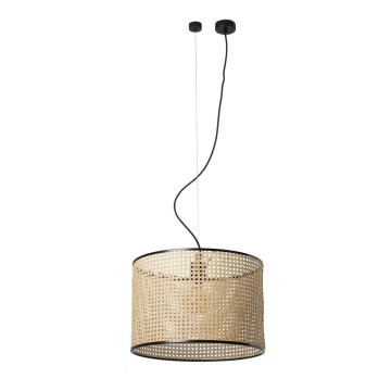 FARO 64314-49 - Luster na sajli MAMBO 1xE27/15W/230V prečnik 45 cm ratan/crna