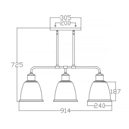 Feiss - Luster na štapu HOBSON 3xE27/60W/230V bronzan
