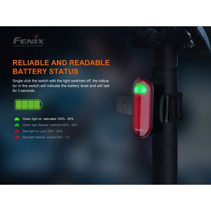Fenix BC05RV20 - LED punjiva svetiljka za bicikl, USB, IP66, 15 lm, 120 h
