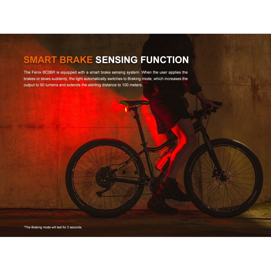 Fenix BC06R - LED prigušiva punjiva signalna svetiljka za bicikl LED/USB IP66 90 lm 24,5 h 560 mAh