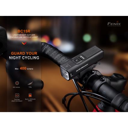 Fenix BC15R - LED prigušiva punjivo svetlo za bicikl LED/USB IP66 400 lm 31,5 h 2600 mAh