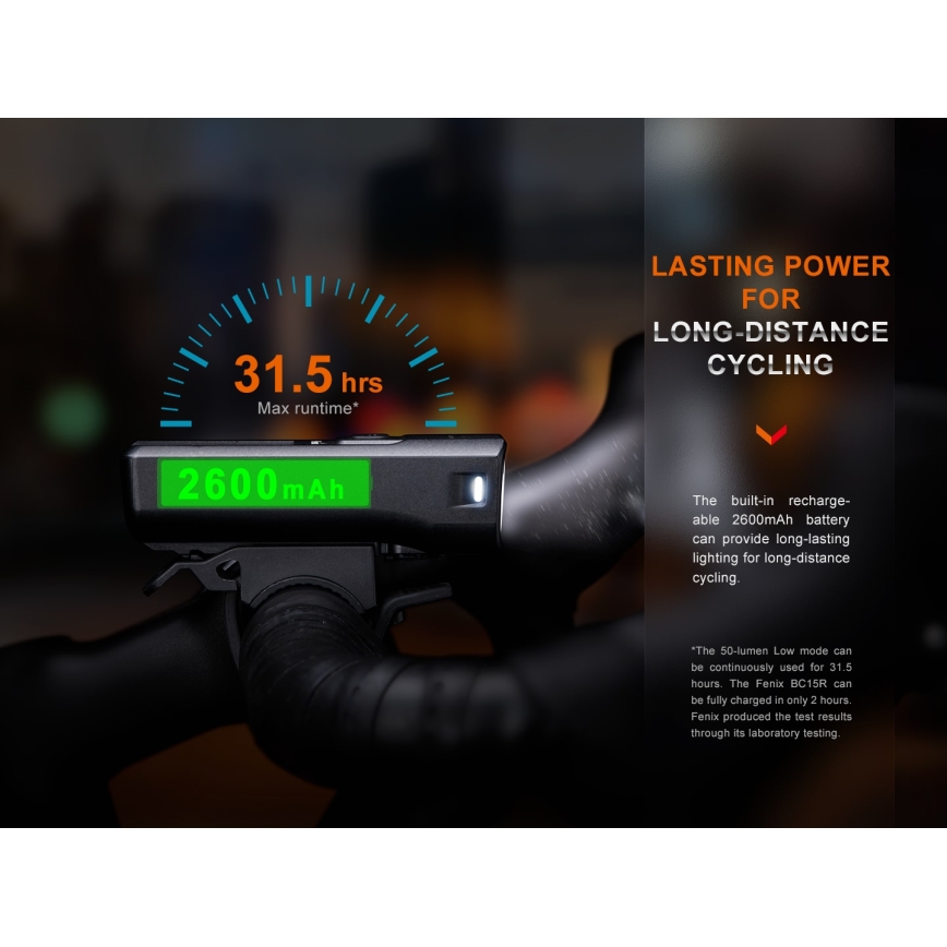 Fenix BC15R - LED prigušiva punjivo svetlo za bicikl LED/USB IP66 400 lm 31,5 h 2600 mAh