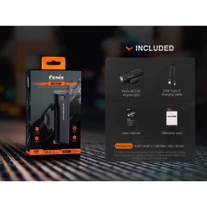 Fenix BC15R - LED prigušiva punjivo svetlo za bicikl LED/USB IP66 400 lm 31,5 h 2600 mAh