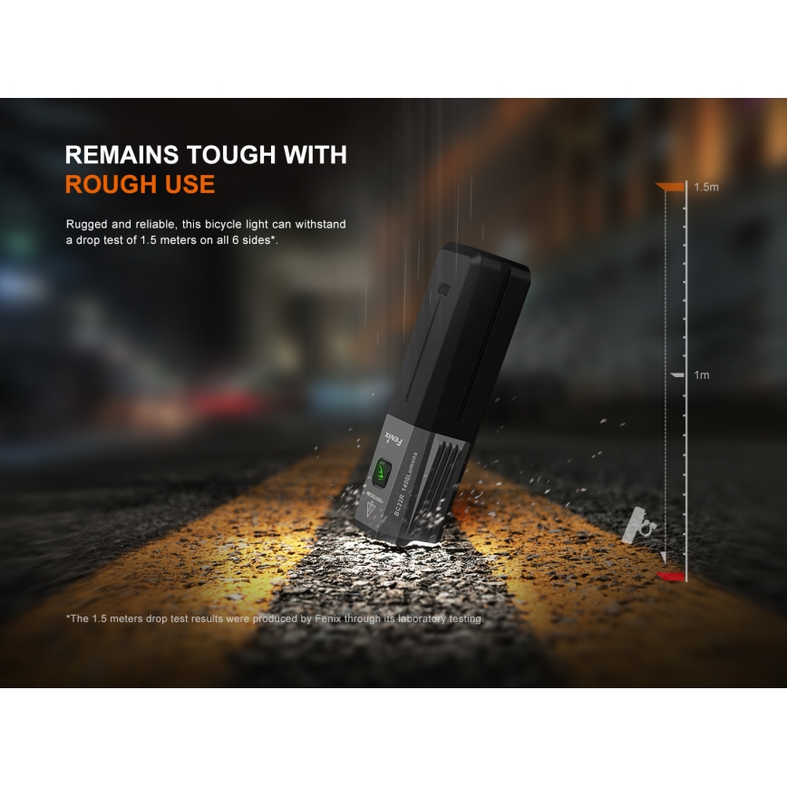 Fenix BC22R - LED prigušiva punjiva biciklistička svetiljka LED/USB 3400 mAh IP66 1400 lm 41 h crna