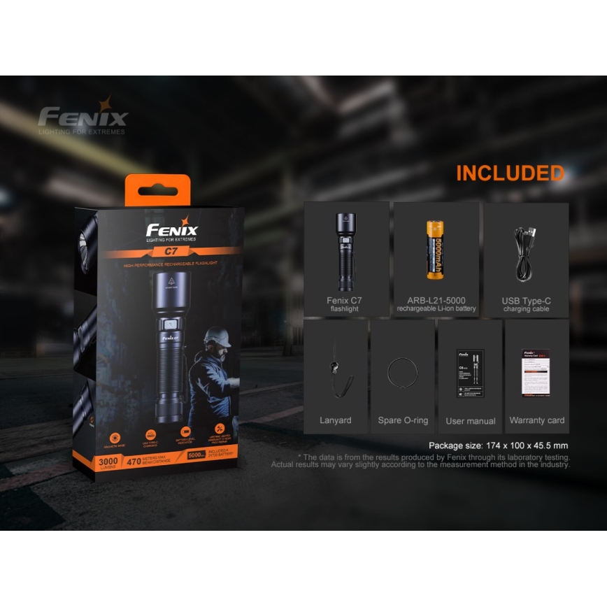 Fenix C7 - prigušiva punjiva baterijska lampa LED/1x21700 IP68 3000 lm 68 h