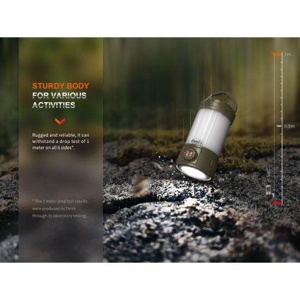 Fenix CL26RPROOLI - LED prenosiva punjiva lampa sa prigušiva funkcijom, LED/USB, IP66, 650 lm, 408 h, 5000 mAh, zelena