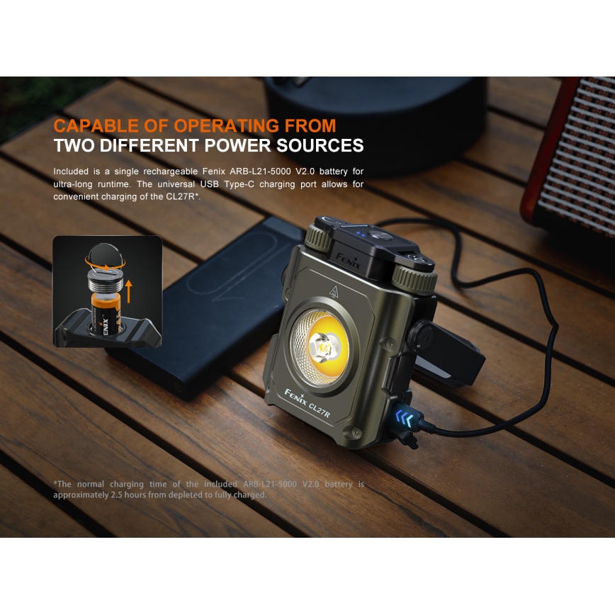 Fenix CL27RGRE - LED prigušiva punjiva svetiljka LED/USB IP66 1600 lm 285 h 5000 mAh