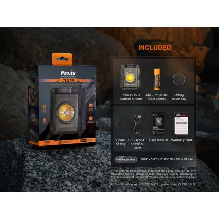 Fenix CL27RGRE - LED prigušiva punjiva svetiljka LED/USB IP66 1600 lm 285 h 5000 mAh