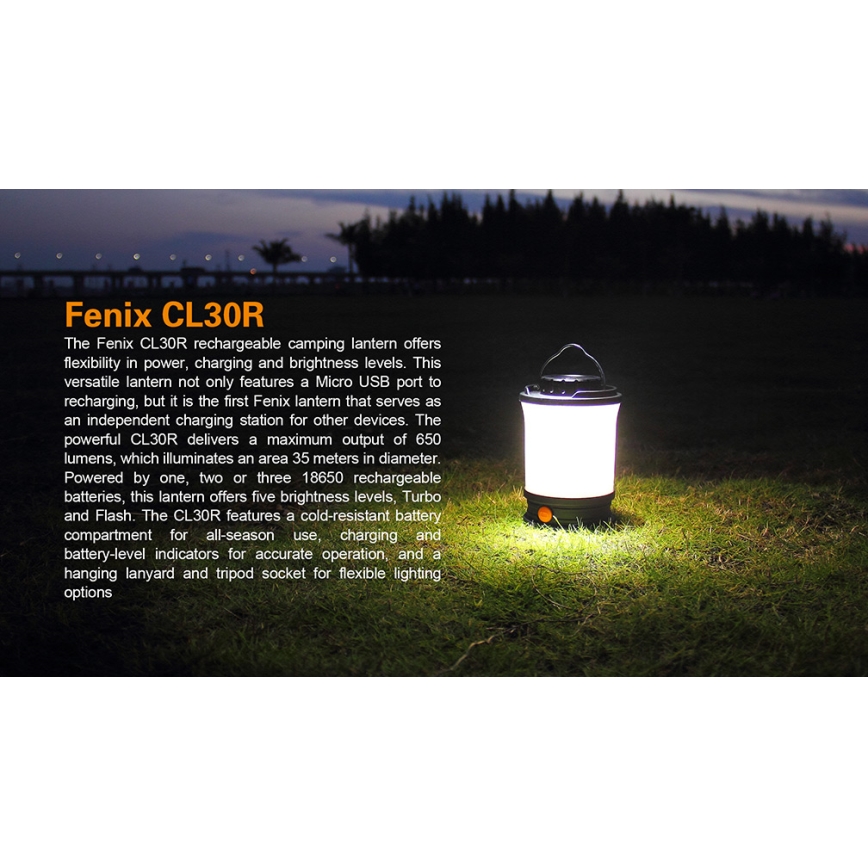Fenix CL30R - LED prenosna punjiva lampa LED/USB/6xCR123A IPX7 650 lm 300 h 2600 mAh