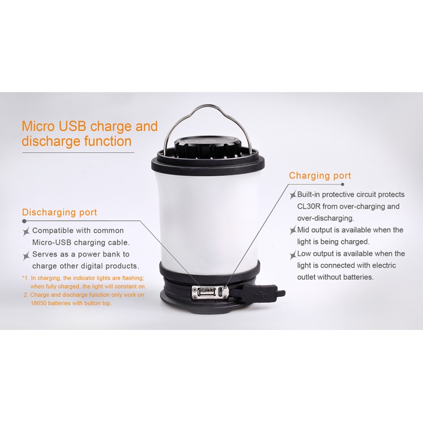 Fenix CL30R - LED prenosna punjiva lampa LED/USB/6xCR123A IPX7 650 lm 300 h 2600 mAh