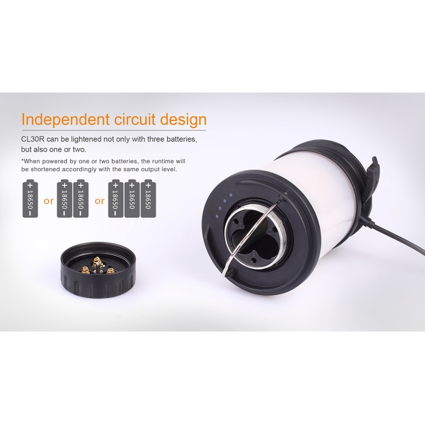 Fenix CL30R - LED prenosna punjiva lampa LED/USB/6xCR123A IPX7 650 lm 300 h 2600 mAh