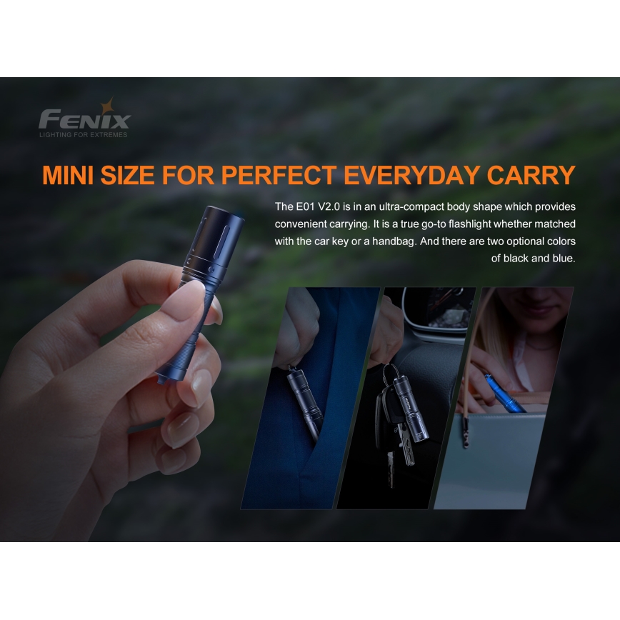 Fenix E01V20BLC - LED baterijska lampa LED/1xAAA IP68 100 lm 25 h