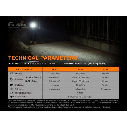 Fenix E01V20BLC - LED baterijska lampa LED/1xAAA IP68 100 lm 25 h