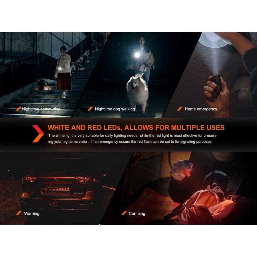 Fenix E03RV20GREY - Punjiva LED baterijska lampa LED/USB IP66 500 lm 30 h 400 mAh