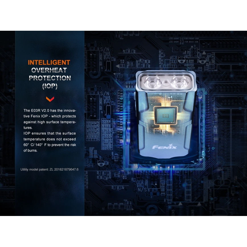 Fenix E03RV20GREY - Punjiva LED baterijska lampa LED/USB IP66 500 lm 30 h 400 mAh